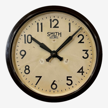 Brown Industrial Bakelite Wall Clock from Smith Sectric, 1950s