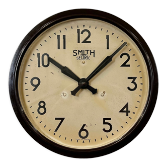 Brown Industrial Bakelite Wall Clock from Smith Sectric, 1950s