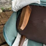 Paire de fauteuils crapaud velours vert d’eau 1970