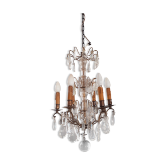 Chandelier XIX th six lights in bronze and grapevines