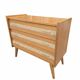 Vintage oak and cane commode from the 1960s.