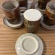 Set of 5 mugs / 2 mocha mugs in stoneware