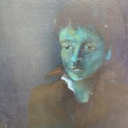 20th Oil School on Canvas Portrait of Man in the Shadows 62 X 50