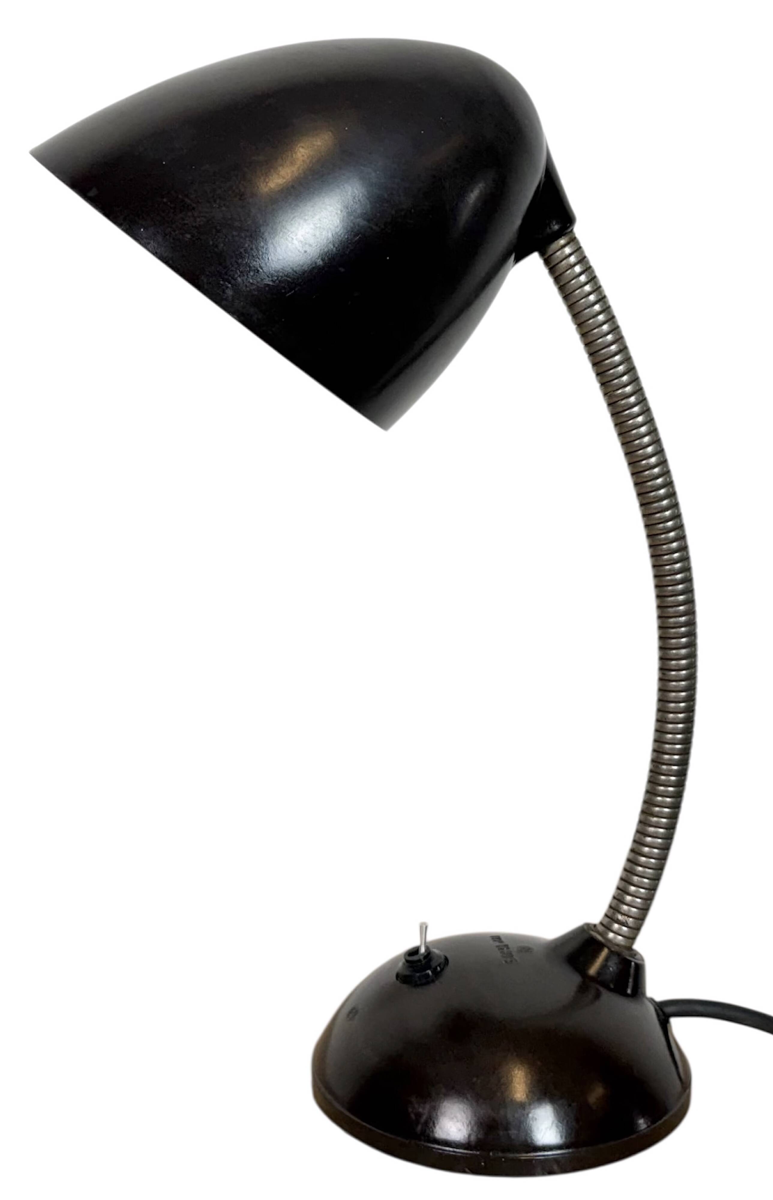 Vintage Brown Bakelite Gooseneck Table Lamp, 1950s