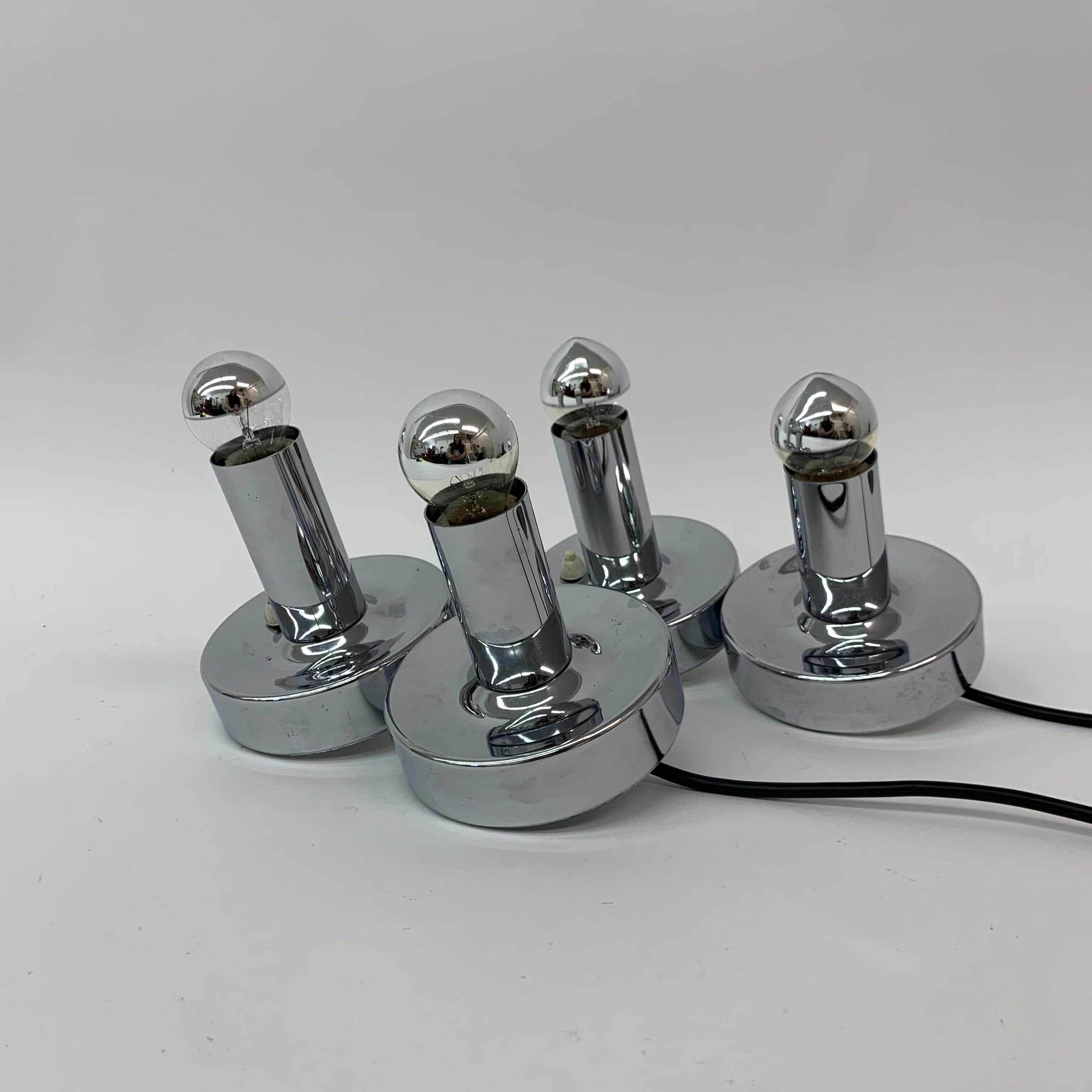 Set of 2 Space age chrome bedside lamps , 1970’s