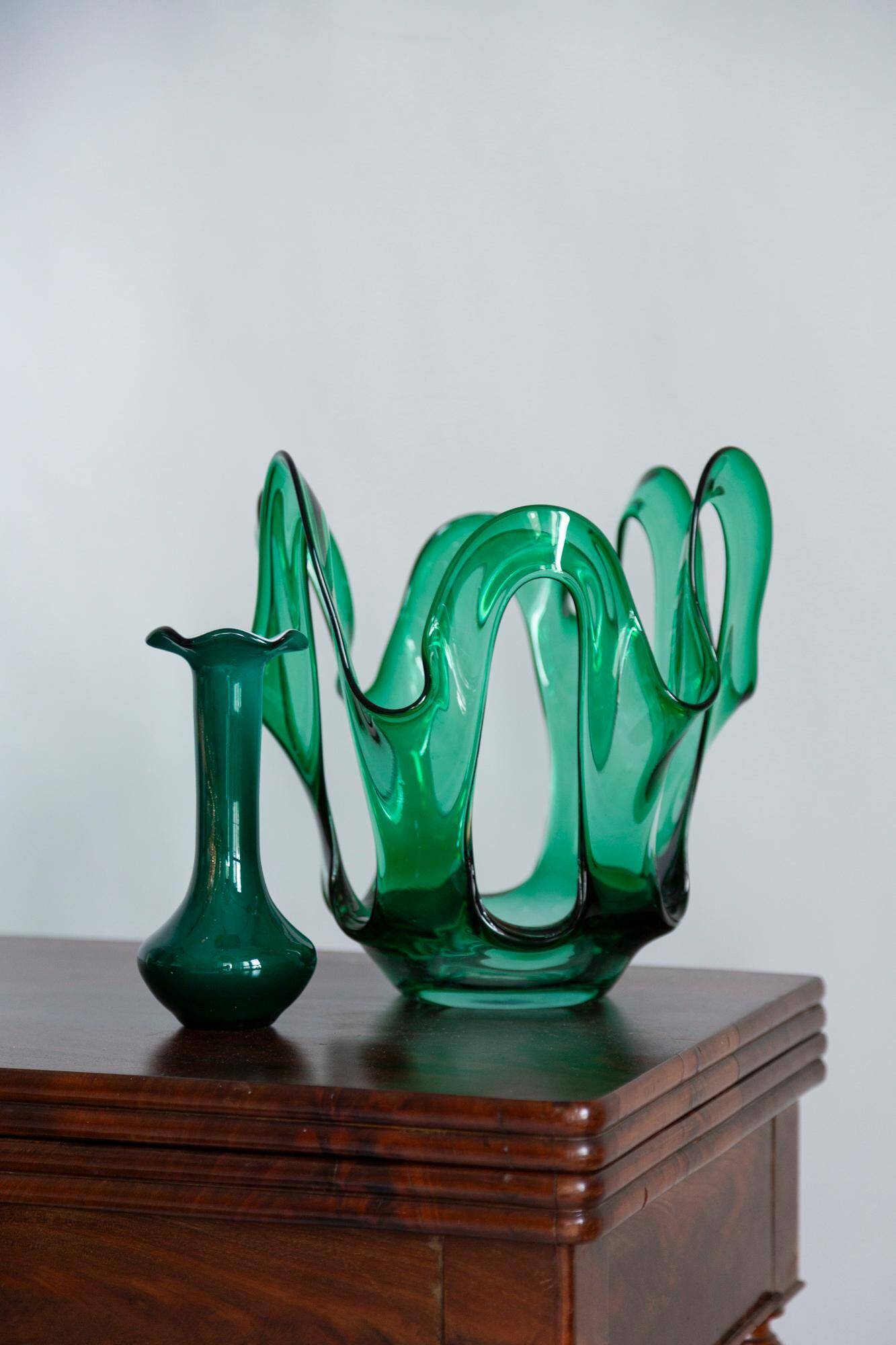 "Scarf" Vase Artisan Large Vintage Mid-Century Glass Vase