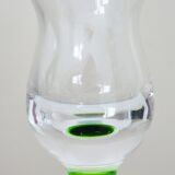Liqueur set, blown glass, signed Portieux, 1 carafe & 6 stemmed glasses
