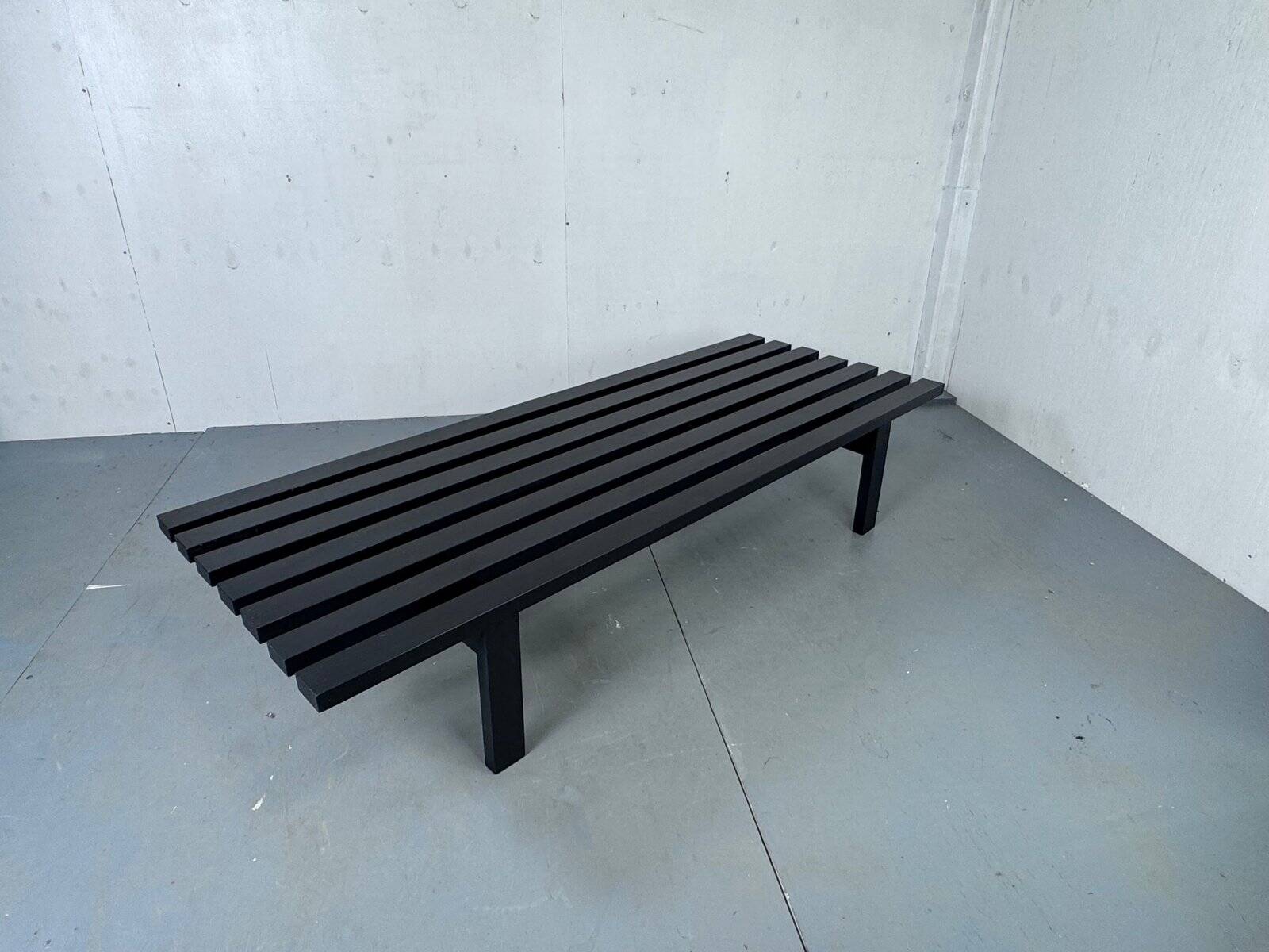 Mid-century modern Japandi black slat bench coffee table by Martin Visser for 't Spectrum, 1960s