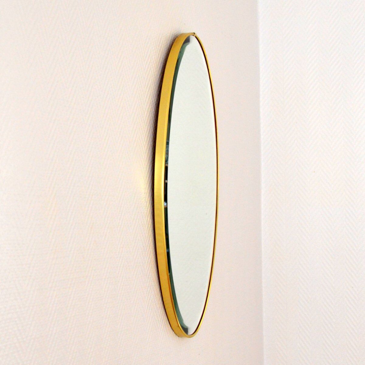 Brass 1960's vintage oval mirror, 36x61cm