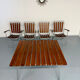 Vintage folding garden set table 4 chairs wood and metal 1960