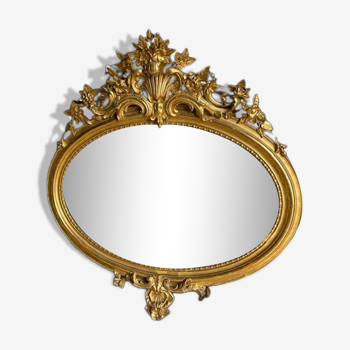 Miroir ovale Louis XV bois doré