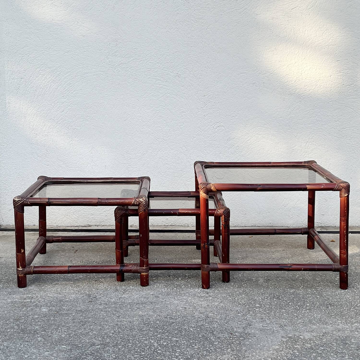 Suite of 3 bamboo nesting tables