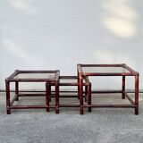 Suite of 3 bamboo nesting tables
