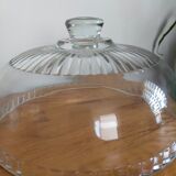 Glass cheese bell with vintage plate