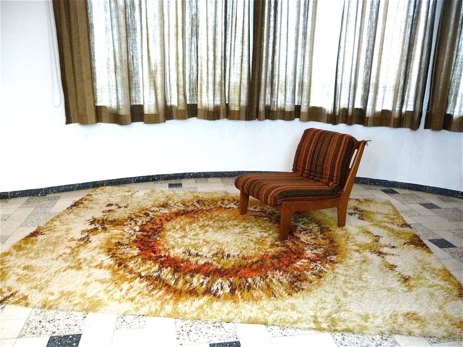 Abstract modernist OpArt wool rug from Ege Rya, Denmark 1960s