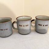 Set three flowered sandstone mugs