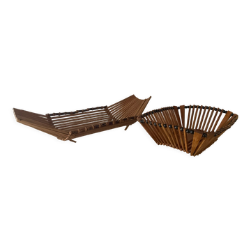 Duo de corbeilles vintage en bois