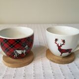 Lot de 4 tasses motif cerf