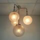 Lampe suspension moderne à 4 lumières en verre et chrome, style milieu du siècle, lumière en cascade, années 1970