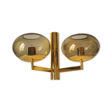 Duo wall lamps. Golden metal and smoked glass from Sciolari 1970