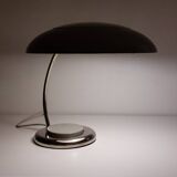 Rare lampe de bureau vintage, lampe de table RDA bleu clair chromé