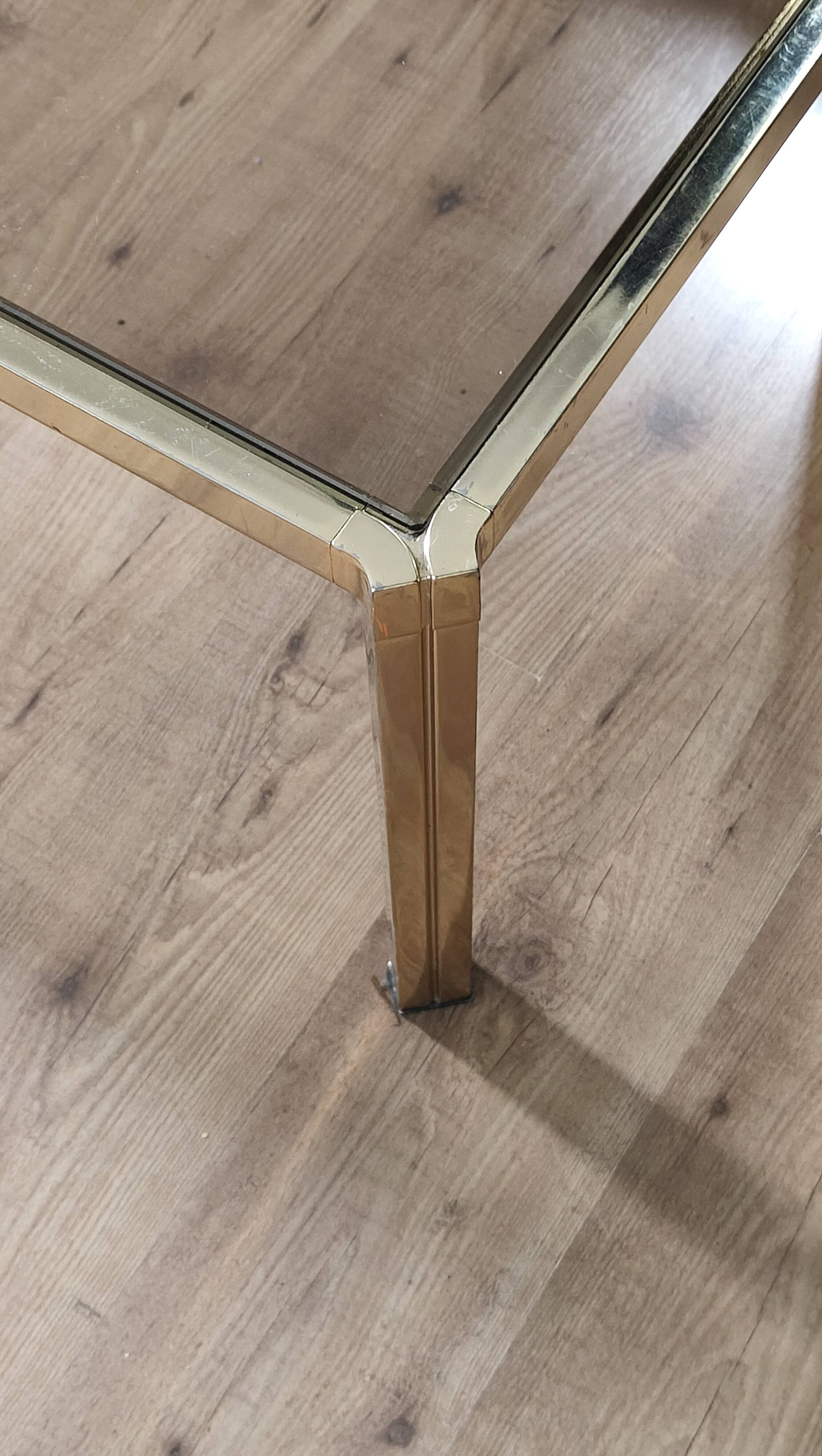 Brass coffee table with smoked glass top