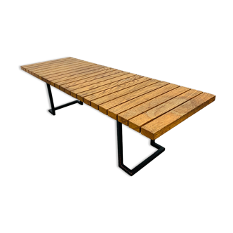 Coffee table with slats 50s bench format style Alain Richard