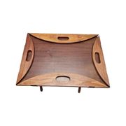 Table basse vintage en acajou avec plateau, années 1970