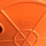 Jardinière à roulettes Grosfillex en plastique orange - vintage 1970