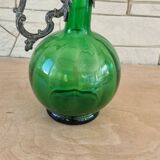 Carafe à eau en verre à facettes verte début 20ième