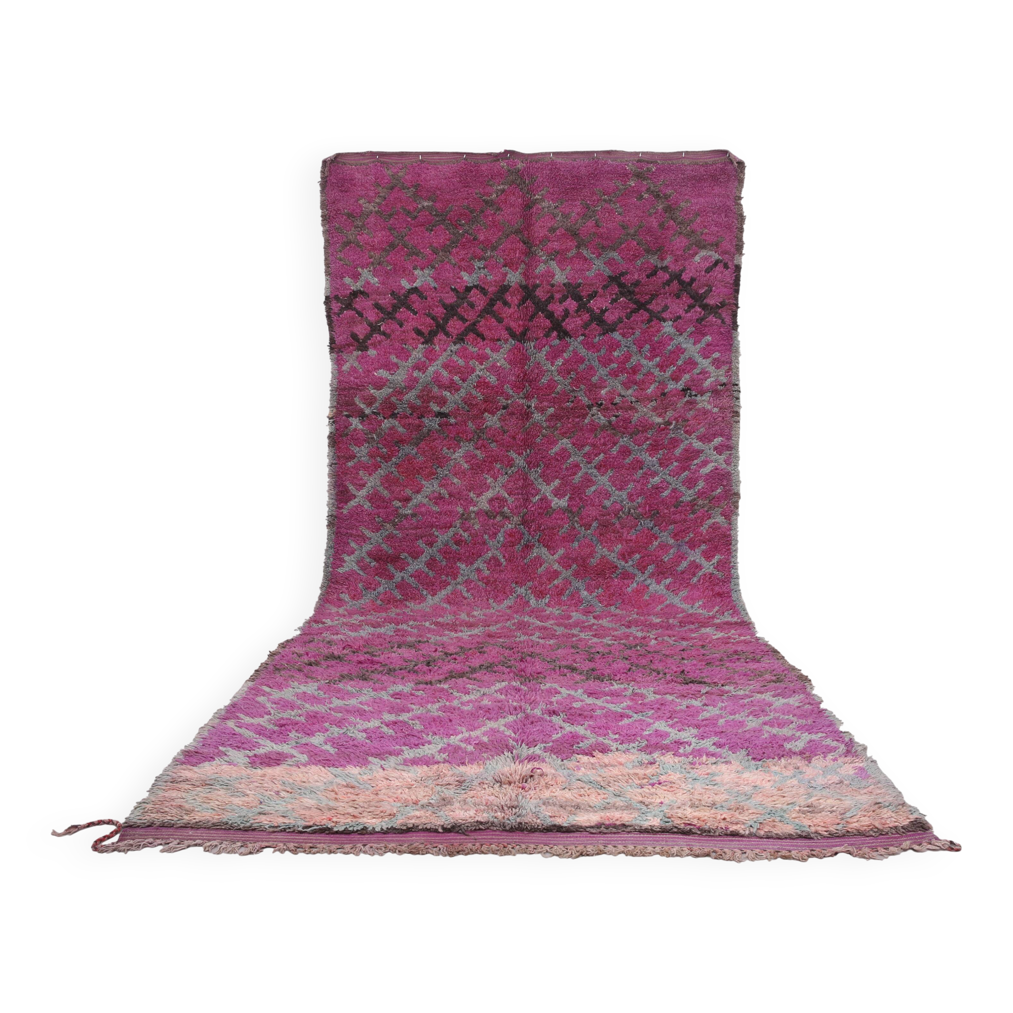 Purple Vintage Moroccan Rug 185 x 437 cm - Large Berber Wool Rug Handmade