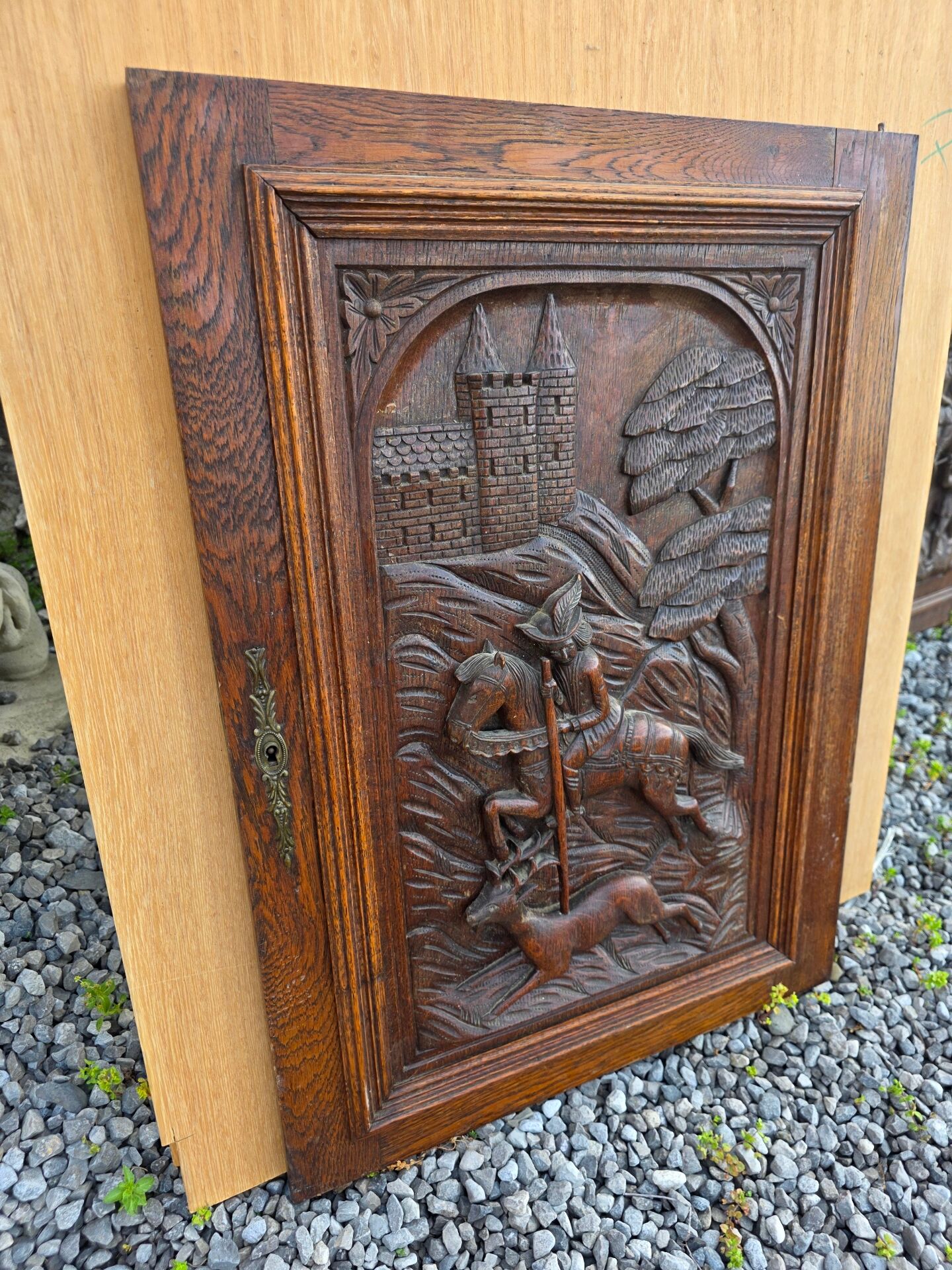 Carved oak solid wood door