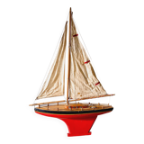 Large wooden basin sailing boat, brand Tirot, navigable antique toy.