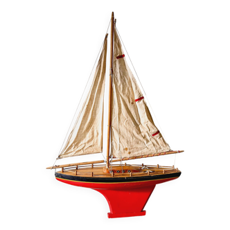 Large wooden basin sailing boat, brand Tirot, navigable antique toy.