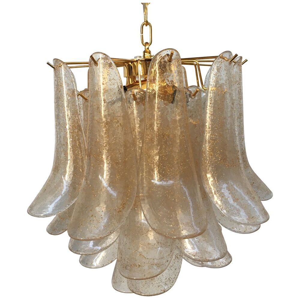 Clear and gold “selle” murano glass chandelier d50