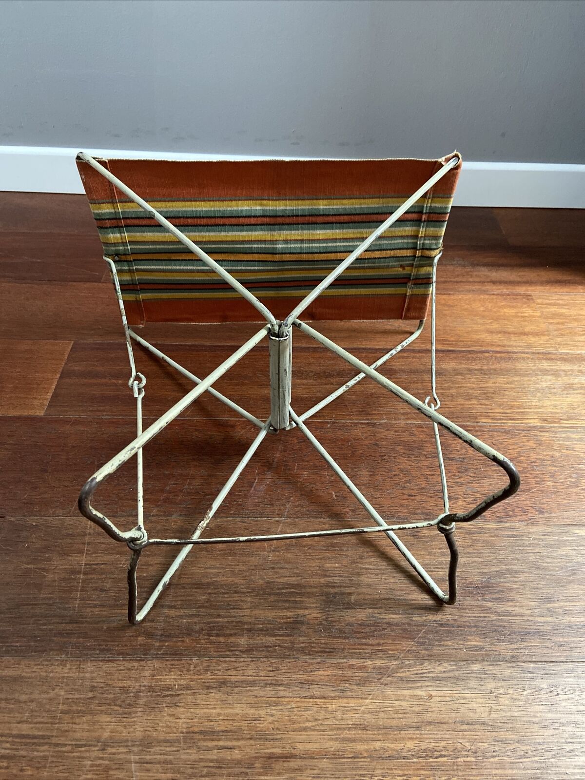 Camping seat beach fabric metal holiday vintage fishing