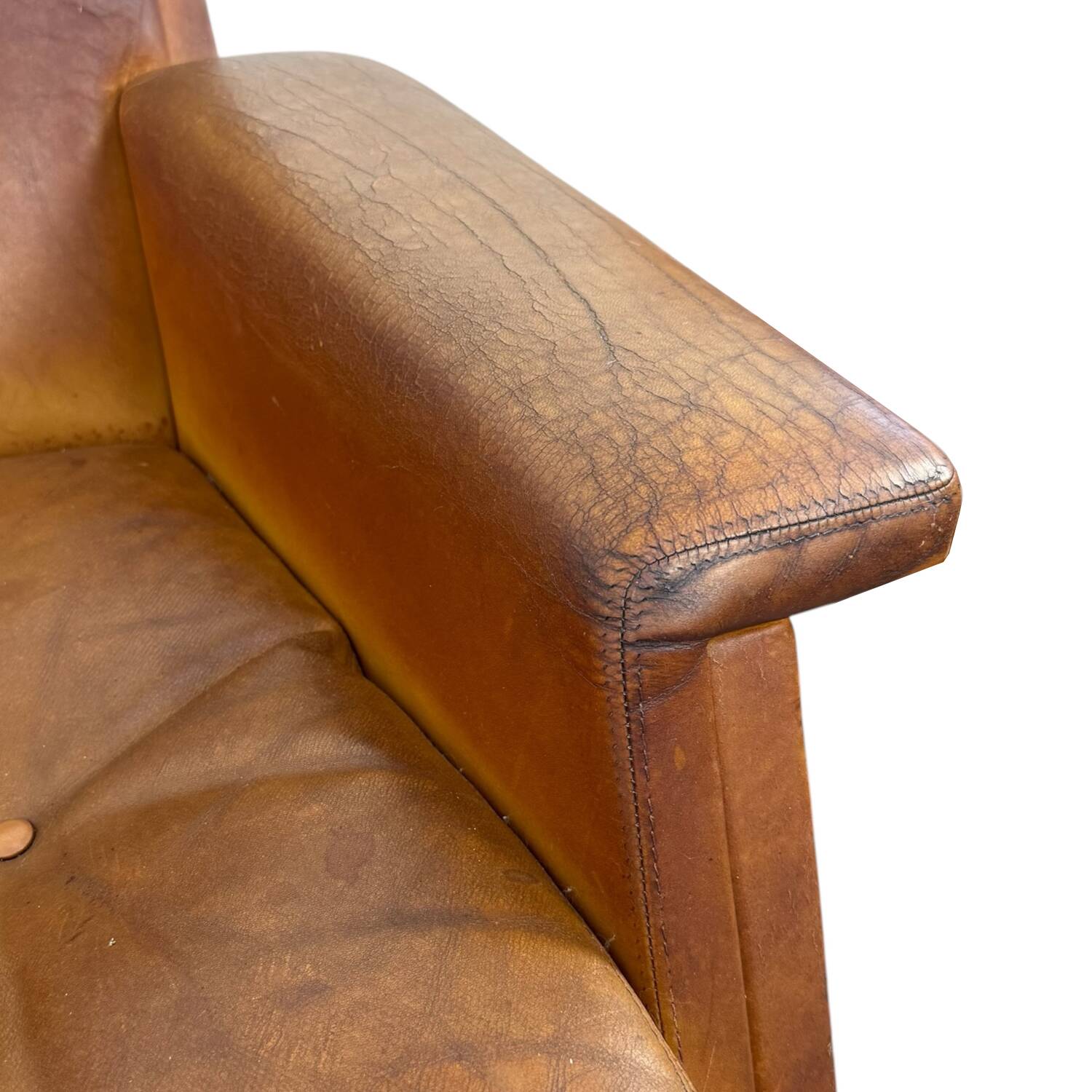Paire de fauteuils pivotants vintage en cuir cognac par Eugen Schmidt