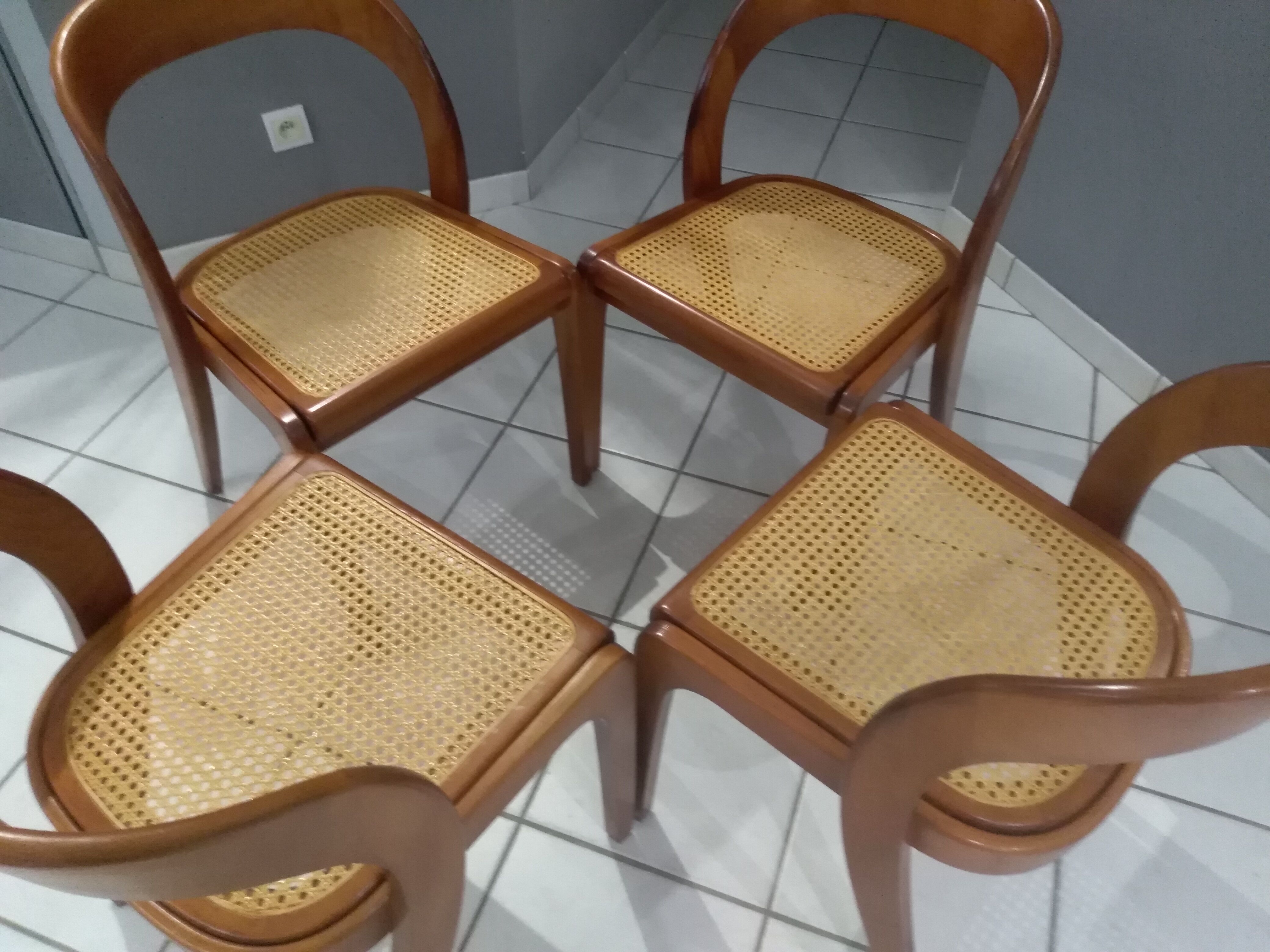 Suite of 4 chairs Baumann model Vintage Gondola 1970s