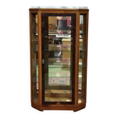 Art Deco display cabinet in mahogany, rosewood and white marble top.