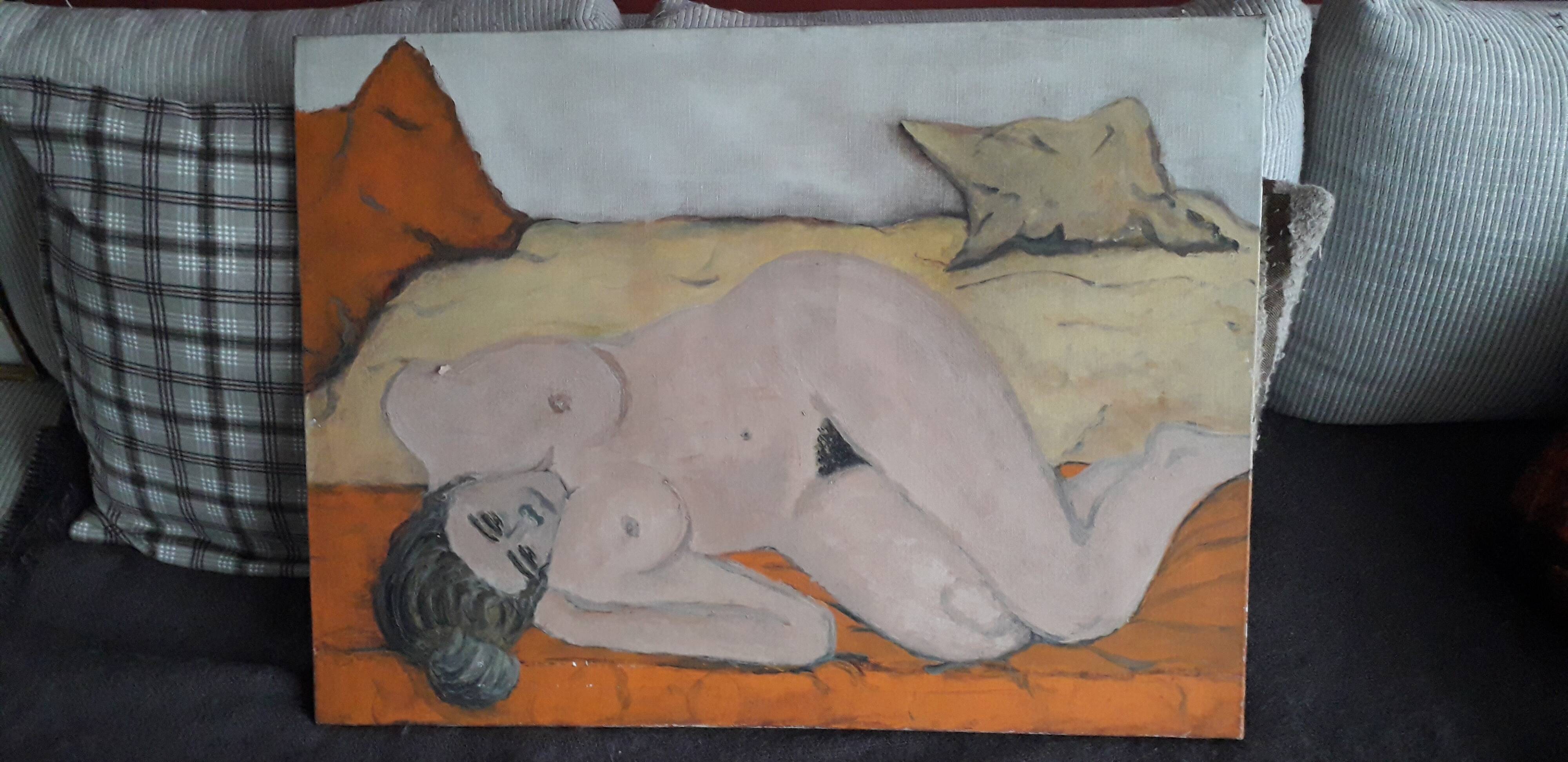 Old oil painting on canvas.