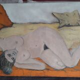 Old oil painting on canvas.