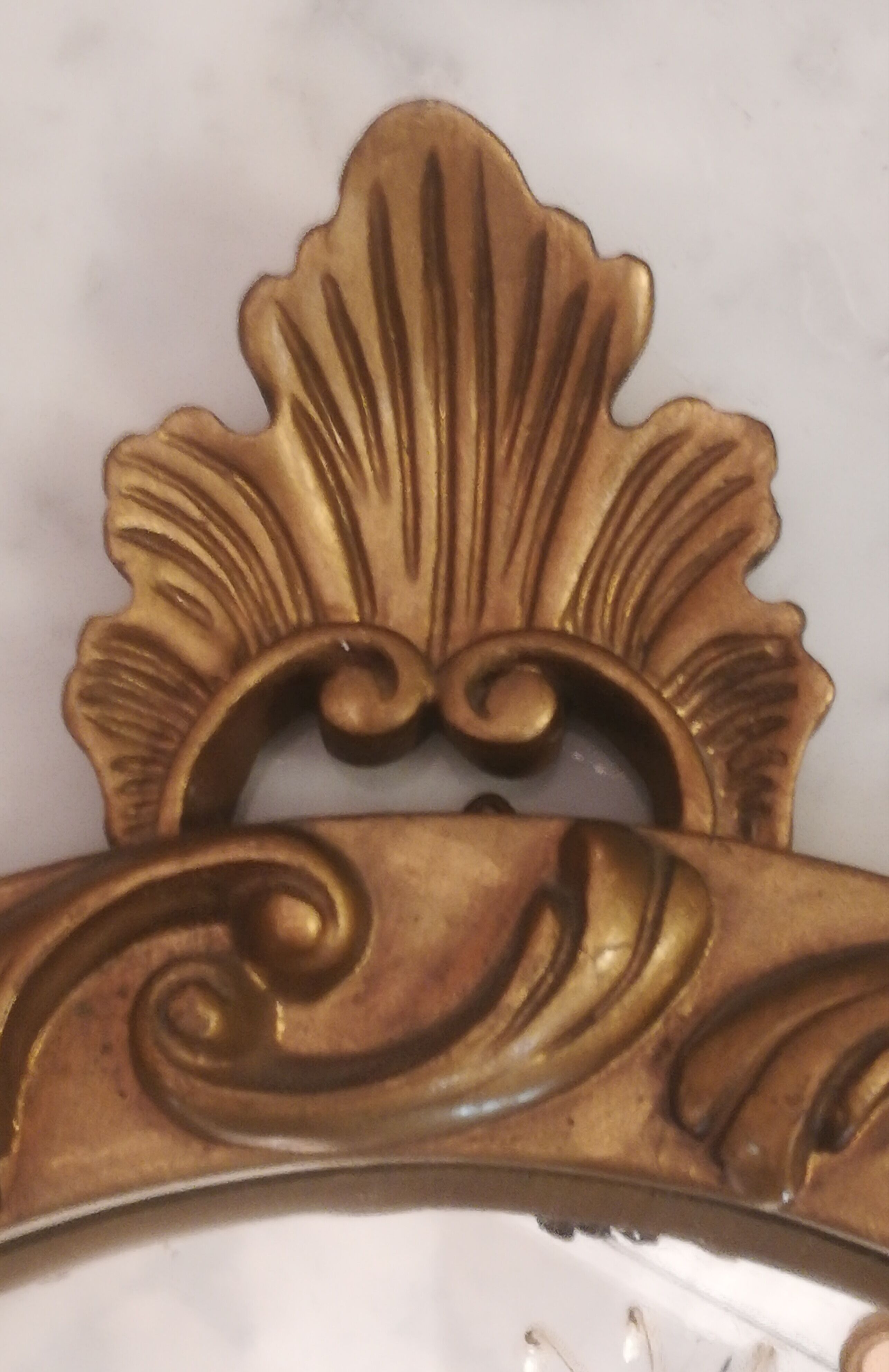 Witch mirror in gilded resin 60s