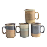Set of brutalist mugs ''Buchan ceramics Scotland'' from the 1970s.