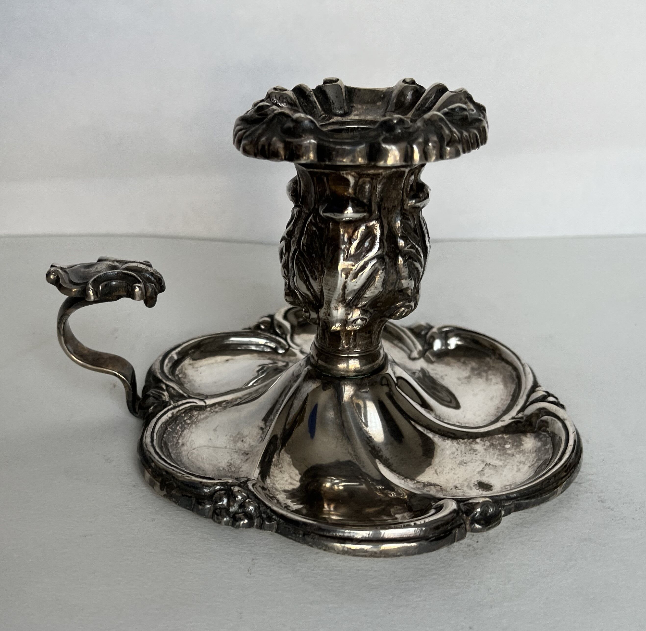 Silver metal candle holder