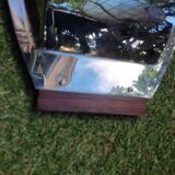 Art deco dish in stainless steel and teak