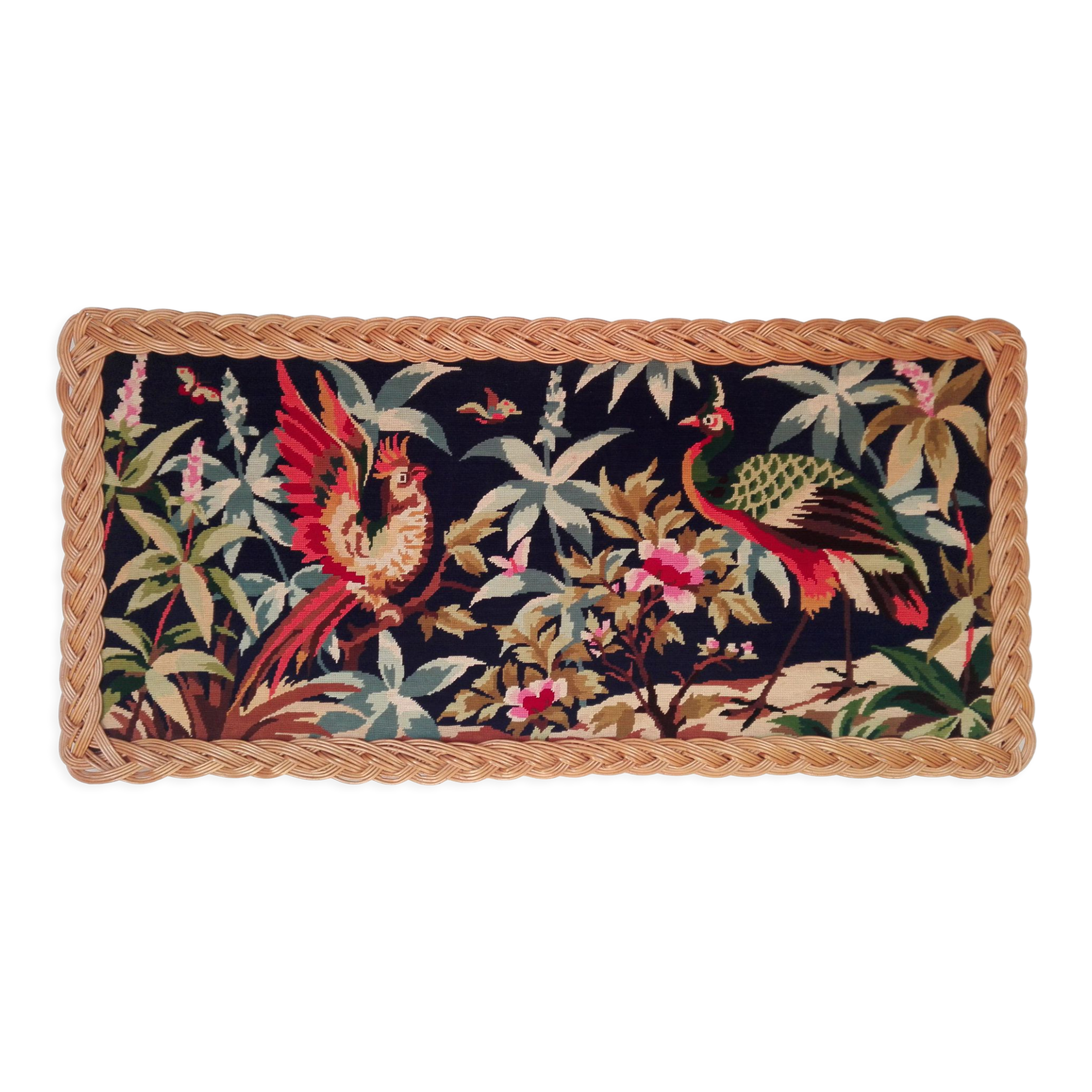 Painting canvas "birds of paradise", vintage 1960