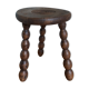 Tripod stool in wood turned coil way