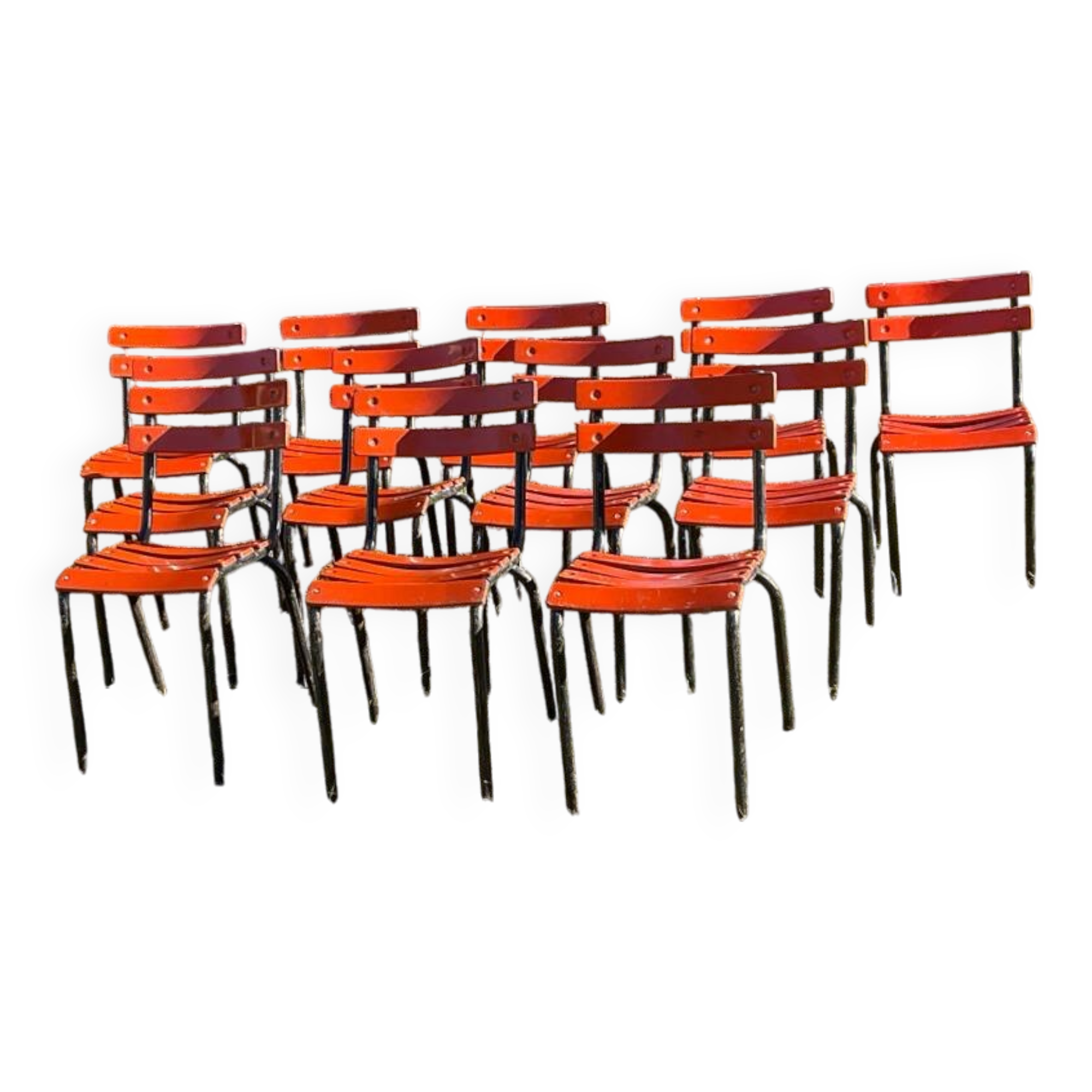 Set of 12 metal chairs