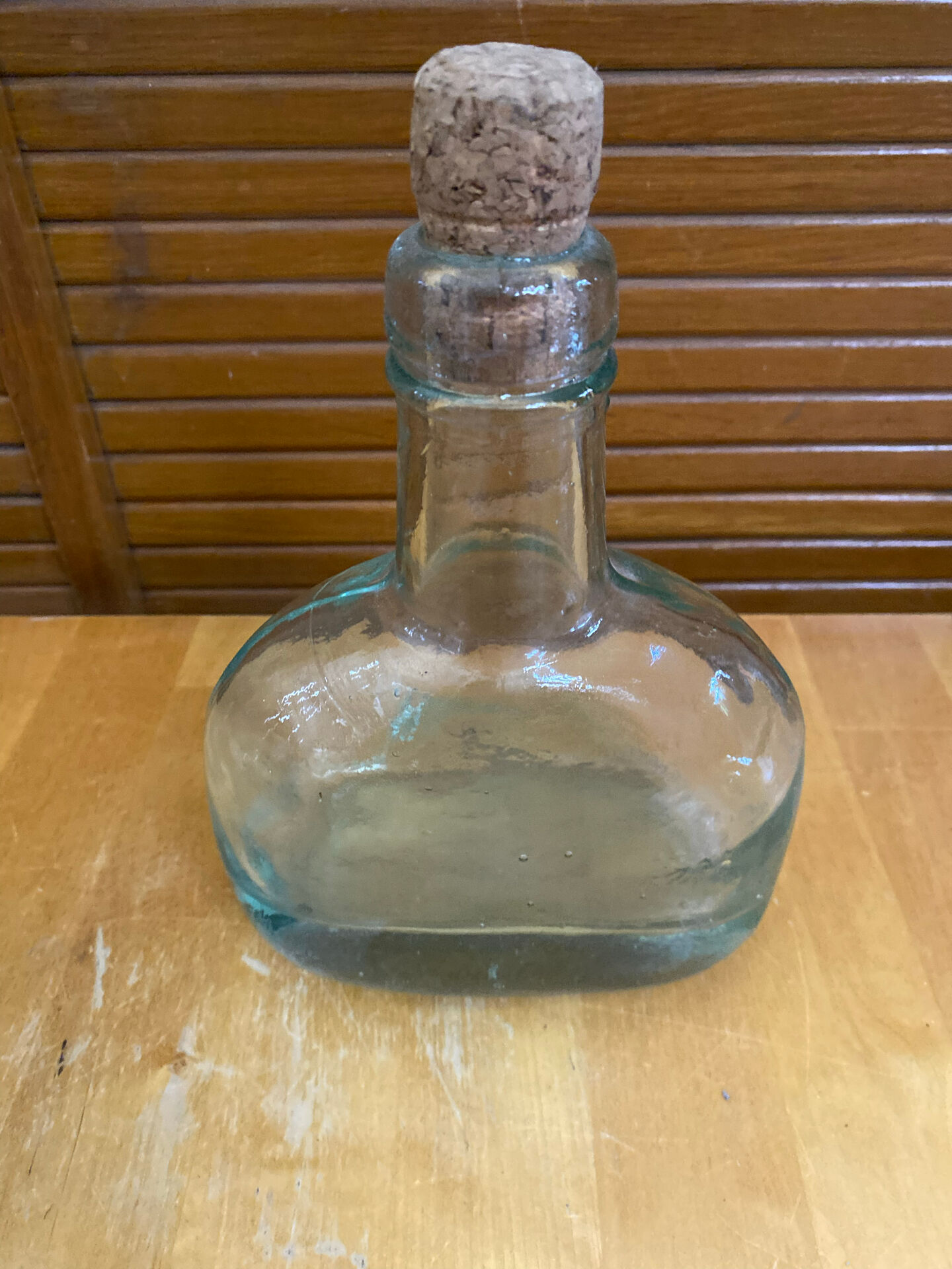 Bouteille Ancienne Verre Bullé + Bouchon Liège Vintage #E349