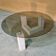 Post modern Carrara marble coffee table with glass top, Italy 1980s